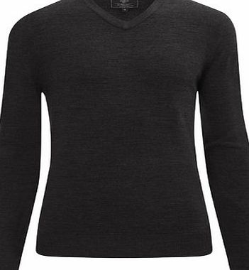 Bhs Mens 2`` Longer Supersoft Charcoal V-Neck