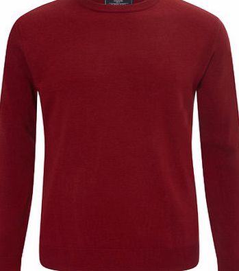 Bhs Mens 2`` Longer Supersoft Red Crew Neck Jumper,