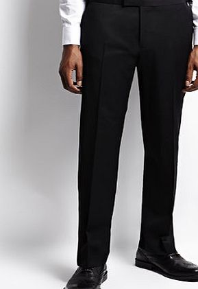 Bhs Mens Black Tailored Fit Tuxedo Trousers with