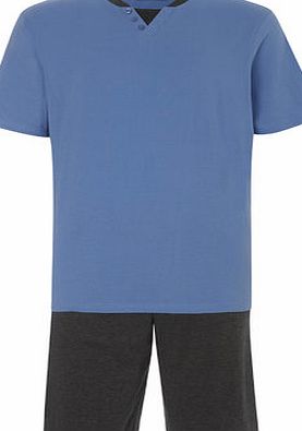 Bhs Mens Blue Jersey Shorts Pyjamas, Blue BR62P01GBLU