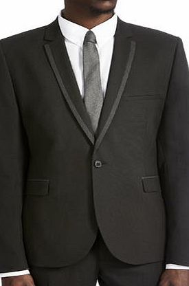 Bhs Mens Burton Black Pindot Skinny Fit Suit Jacket,