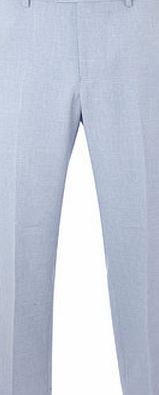 Bhs Mens Light Blue Linen Look Regular Fit Trousers,