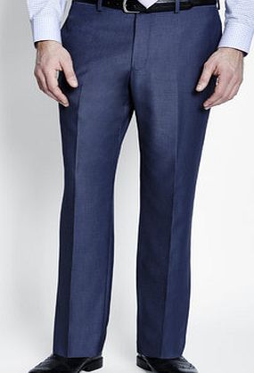 Bhs Mens Mid Blue Regular Fit Suit Trousers, Blue