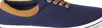 Bhs Mens Navy Canvas Lace Up Plimsolls, Navy