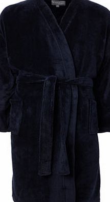 Bhs Mens Navy Soft Touch Dressing Gown, Navy