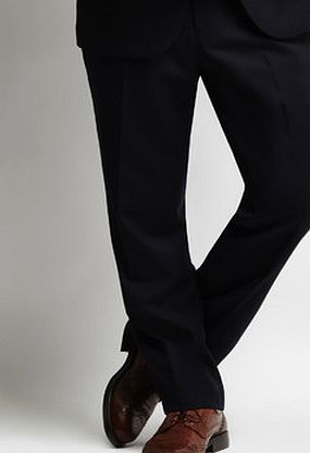 Bhs Mens Navy Tailored Suit Trousers With Wool, Blue