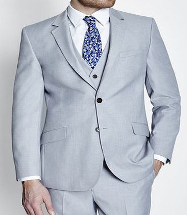 Bhs Mens Tailored 3 Piece Silver Grey Suit Jacket,