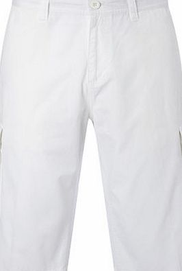 Bhs Mens White 3/4 Length Cargo Shorts, White
