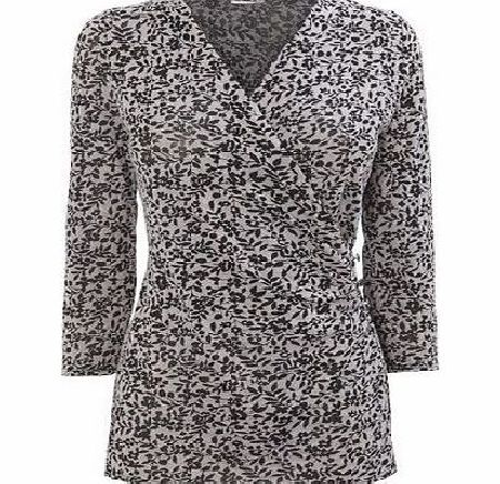 Bhs Mocha 3/4 Sleeve Burnout Top, mocha 9022671071