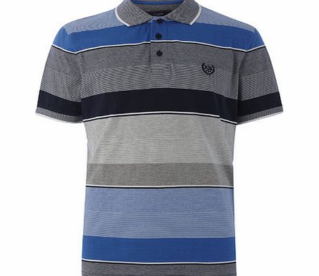 Bhs Multi Striped Polo Shirt, MID BLUE BR52J13GBLU