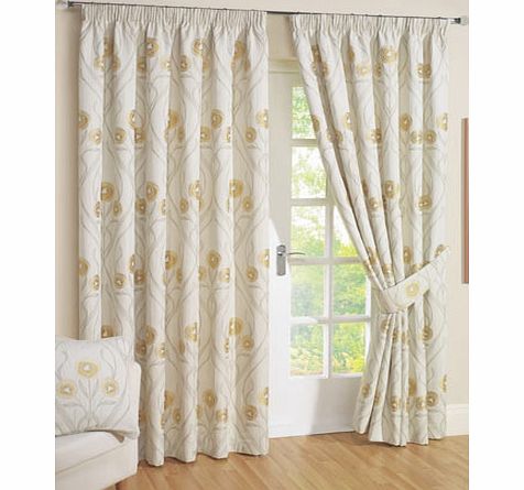 Bhs Natural stylized flower pencil pleat curtain,