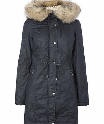 Bhs Navy Coated Parka, navy 9853380249