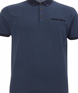 Bhs Navy Diamond Print Polo Shirt, Blue BR52M08GNVY