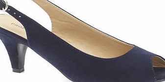 Bhs Navy Fashion Wide Fit Sling Back Court Shoes,