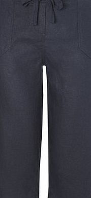 Bhs Navy Linen Viscose Crop Trouser, navy 439820249