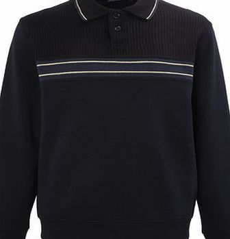 Bhs Navy Long Sleeve Collared Sweatshirt, NAVY