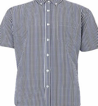 Bhs Navy Mid Checked Soft Touch Shirt, Blue