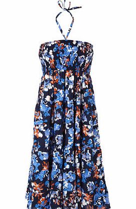 Bhs Navy Multi Beach Floral Smock Dress, navy multi