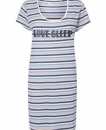 Bhs Navy Multi Stripe Sleep T, navy multi 733525606