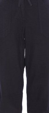 Bhs Navy Ruched Hem Linen Blend Crop Trouser, navy
