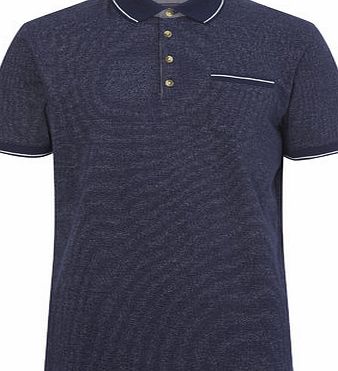 Bhs Navy Smart Fine Stripe Polo Shirt, NAVY