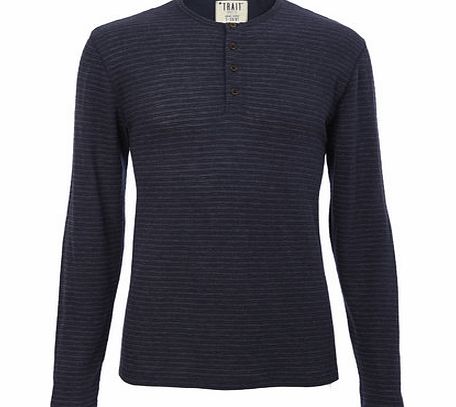 Bhs Navy Striped Grandad Top, Blue BR54T02FNVY