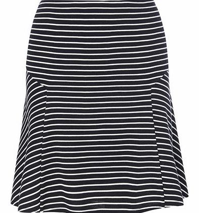 Bhs Navy/white Stripe Skater Skirt, navy/white