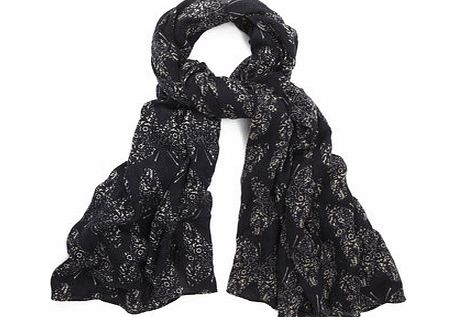 Navy Woodblock Butterfly Scarf, navy 6610460249