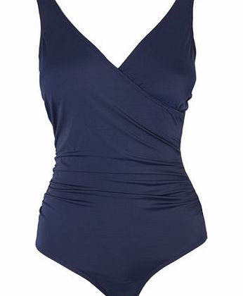 Bhs Navy Wrap Front Tummy Control Swimsuit, navy