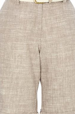 Bhs Neutral Belted Linen Blend Utility Short,