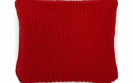 Orange Vintage rib knitted cushion, orange