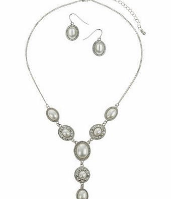Bhs Oval Pearl Y Neck Jewellery Set, cream 12177280005