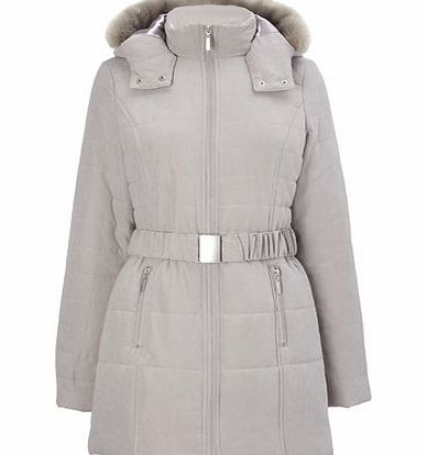 Bhs Pale Grey Belted Padded Coat, pale grey 9853481372