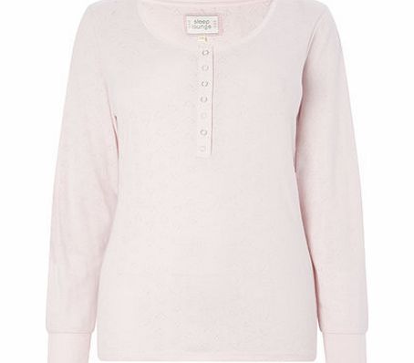Bhs Pale Pink Long Sleeve Pointelle Top, pale pink