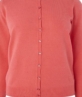 Bhs Papaya Supersoft Crew Neck Cardigan, papaya