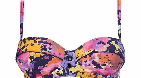 Bhs Pastel Blossom Print Underwire Bikini Top, navy