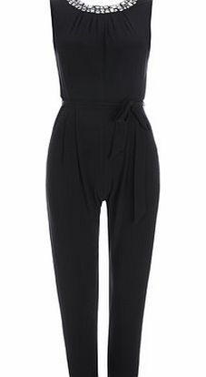 Bhs Petite Black Embellished Neck Jumpsuit, black