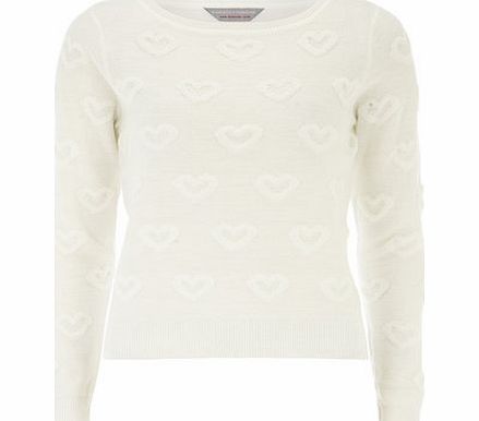 Bhs Petite Heart Textured Jumper, white 19122160306
