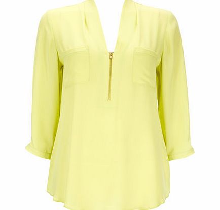 Bhs Petite Lime Zip Front Shirt, lime 12027526253