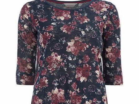 Bhs Petite Navy Rose Gem Detail Jersey Knit Top,