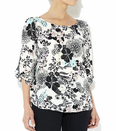 Bhs Petite Oriental Bow Sleeve, multi 12034199530