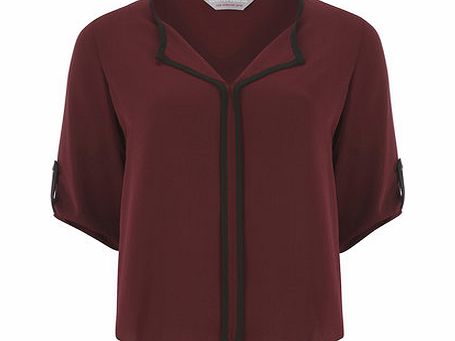Bhs Petite Wine Fold Neck Blouse, red 19127963874