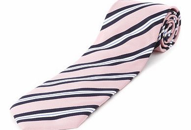 Pink and Navy Club Stripe Tie, Pink BR66D06EPNK