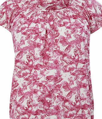 Bhs Pink Butterfly Print Gypsy Top, pink 2425050528
