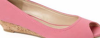 Bhs Pink Cork Demi Wedge Peep Toe Shoes, pink