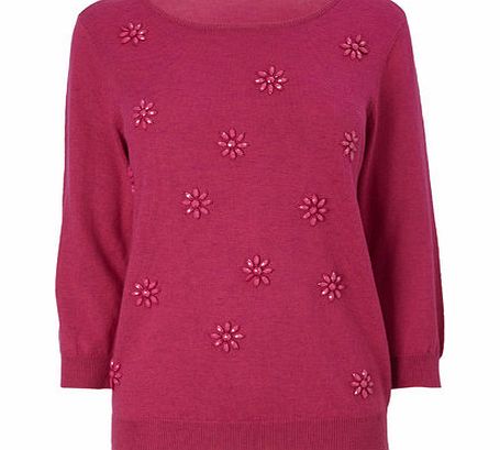Bhs Pink Embellished Flower Jumper, pink 587210528