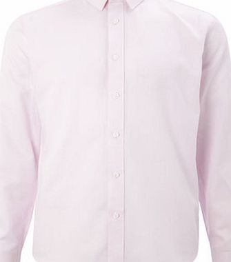 Bhs Pink Herringbone Slim Collar Shirt, Dark Pink