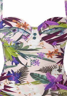 Bhs Pink Jungle Floral Underwired Tankini Top, multi