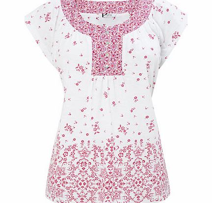 Bhs Pink Petite Short Sleeve Ethnic Border Print