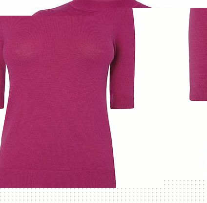 Bhs Pink Short Sleeve Turtle Neck Jumper, pink